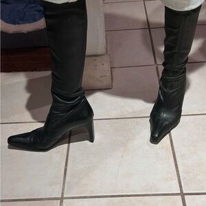 Black leather high boots from Italy.  Excellent condition.